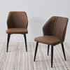 Pair Brown Faux Leather PU Dining Chairs Kitchen Dining Room Chairs Modern
