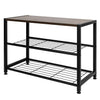 3 Tier Shoe Rack with Walnut Finish Three Shelf Metal Wood Footwear Storage Unit