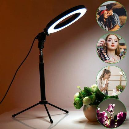 LED Ring Fill Light Stand Tripod Dimmable Lighting Youtube TIKTOK Live Lamp