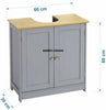 Under Sink Bamboo Bathroom Cabinet Free Standing Basin Cupboard With Grey Shelf
