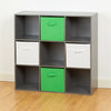 Grey 9 Cube Storage Unit White & Green Boxes Children/Kid Bedroom Toy Basket/Box
