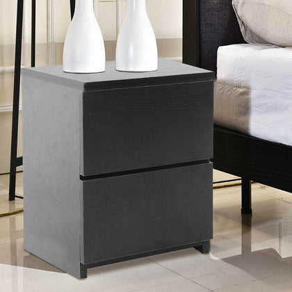 2 Drawers Bedside TableCabinet Nightstand ChestofDrawer Storage Bedroom Black UK