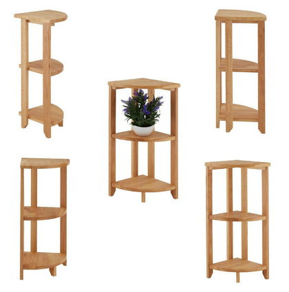 3 Tier Wood Wooden Corner Shelf Book Telephone Plant Pot Table Rack Unit Stand