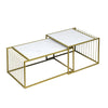 Set of 2 Extentable Marble Vein Coffee Table Nested Table Metal Leg Living Room