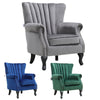 Retro Wing Back Armchair Fabric Upholstered Fireside Chair Wooden Queen Anne Leg