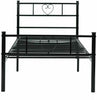 H.J Wedoo | 3FT Single Bed | Heart-Shape | Metal Bed Base | Black | 90 x 200cm |
