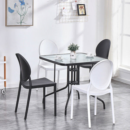 Metal Square Bar Table Coffee Bistro Pub Counter Glass Top Leisure Home Décor UK