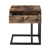 C-Shaped Sofa Side Table Vintage Coffee Snack Table Laptop Stand Drawer Bed End
