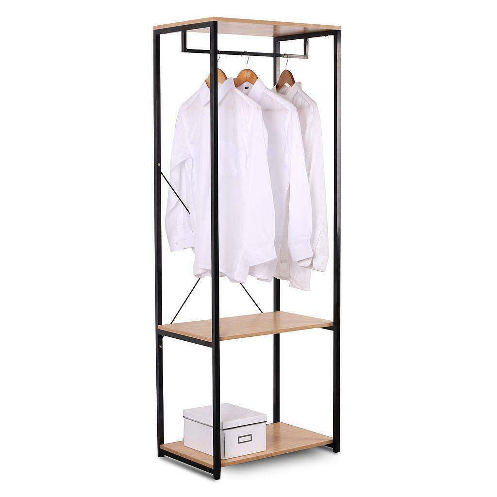 Garment Clothes Rail wood metal Rack Shelves Storage with Rack Shoe