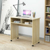 Wood Computer Desk on Wheels Laptop Cart Compact Table Study Workstation Drawers