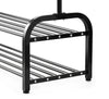 Heavy Duty Clothes Hanging Rail Clothing Coat Stand Double Shoe Rack Shelf Hooks