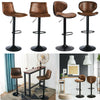 2X PU Leather Bar Stools Adjustable Height Chair Kitchen Stool Swivel Barstool
