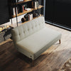 3 Seater Cream Sofa Bed Fabric New Foam Wood Legs Double Bed with 2 Cushions