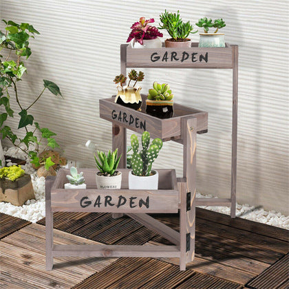 Solid Wooden Succulents Shelves Rack Plant Stand Thicken Board Flower Pot Holder