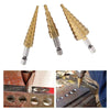 3pcs LARGE HSS STEP CONE DRILL TITANIUM BIT SET HOLE CUTTER + STORAGE POUCH
