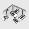 Chrome Adjustable 4 Way Ceiling Spotlight IP44 Bathroom Light + LED GU10 Bulbs