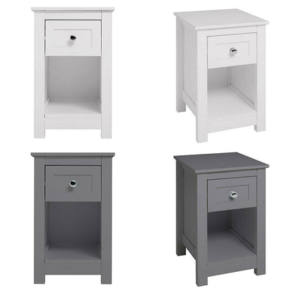 Bedside Table Cabinet Nightstand Wooden End Table 1 Drawer & 1 Shelf Lamp Stand