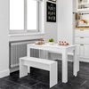 Modern Dining Table Set Table & 2 Benches Seats Compact Kitchen Restaurant