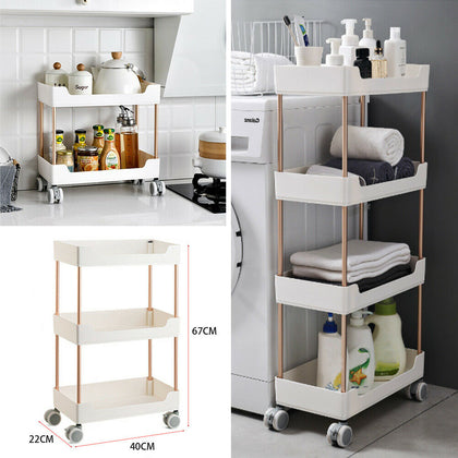 2/3/4 Tier Kitchen Food Storage Trolley Vegetable Cart Rack Shelf Bathroom Caddy