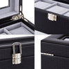 Mondeer Watch Box 6 Slots Watch Display Organizer w/ Glass Lid Black PU Leather