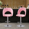 2 Pcs Bar Stools Velvet Breakfast Bar Chairs Swivel Gas Lift Kitchen Dining Room