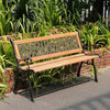 Wood & Cast Iron Garden Bench Lattice Backrest Vintage Patio Park Chair Loveseat