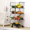 Mobile Kitchen Vegetable Fruit Storage Rack Stackable Metal Wire Basket Holder