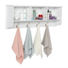 Wall Mounted 4 Hooks Heavy Duty Coat Rack Hat Rack Storage Entry Shelf MDF