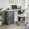 Two Tone Graphite Office Desk PC Workstation Oak Top 3 Drawer 3 Shelf Storage