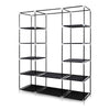 Mondeer Grey/Black Canvas Wardrobe Storage Organiser Hanging Rail Fabric