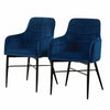 Pair Luxury Blue Velvet Dining Chairs Dining Room Kitchen Chairs Tub Chairs