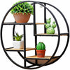 Wall Mounted Floating Shelves Metal Wood Storage Shelf Unit Display Rack Round