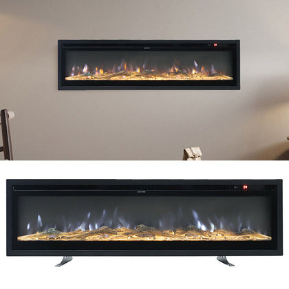 60'' Electric Wall Mounted 9 Flame Fire LED Fireplace Heater with Remote Control