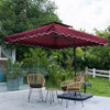 Garden Parasol Banana Cantilever Umbrella Crank Sun Shade Patio Outdoor W/ Base
