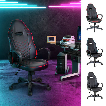 Executive Office/ Gaming Chair PU Leather Adjustable Padded Seat w/ Wheels