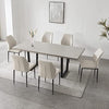 Modern Extendable MDF Wooden Dining Table Chair Set For 6-8 w/ Metal Leg