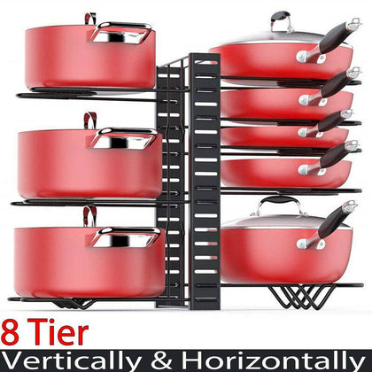 8 Tier Kitchen Pan Stand Saucepan Pot Rack Holder Chrome New By Home Discount