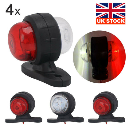4 Red White Corner Side Marker LED Lights Outline Lamp Truck Trailer Van Bus 12V