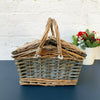 Antique Wash Two Tone Wicker Swing Handle Storage Shopping Picnic Hamper Basket