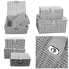 SET OF 3 RESIN WOVEN WICKER HAMPER BASKET STORAGE BOX WITH LID&LOCK GIFT