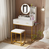 Dressing Table with LED Lights Makeup Desk with 2 Drawers and Hair Dryer Rack