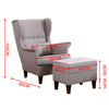 Vintage Accent Armchair and Footstool Tub Wing Chair Reclining Bedroom Lazy Sofa