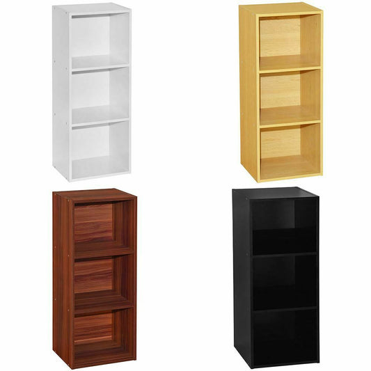 Oxford Bookcase 3 Tier Cube Shelf Wood Storage Photo Display Room Furniture Unit