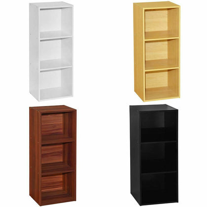 Oxford Bookcase 3 Tier Cube Shelf Wood Storage Photo Display Room Furniture Unit