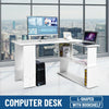 White L-Shaped Computer Desk Corner PC Table w/ Shelves Workstation Home Office