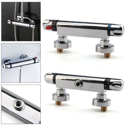 Thermostatic Exposed Bar Shower Mixer Valve Tap Chrome Bottom 1/2