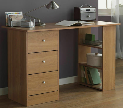 Home Malibu 3 Drawer Office Desk - Oak Effect