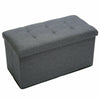 GREY LINEN LARGE FOLDING STORAGE OTTOMAN POUFFE SEAT FOOT STOOL STORAGE BOX UK