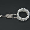 Gatsby 1920's Flapper Crystal Pearl Headpiece Headband Bracelet Silver Ring Set