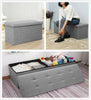 Fine Linen Folding Storage Ottoman Pouffe Seat Foot Stool Storage Box Bench UK